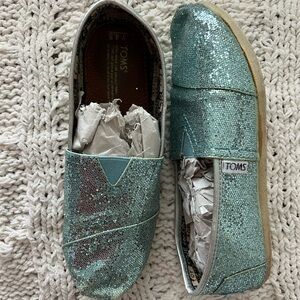 TOMS Kids Shimmer Moccasins - Teal